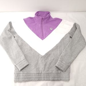 Fila Lilac White & Light Gray Cloth Cropped Track Jacket Sz Small